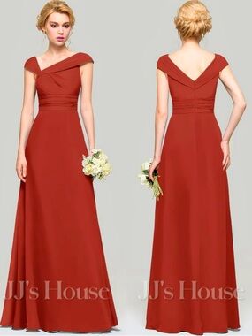 NWT JJ's House Claudia Vermillion Pleated Chiffon Maxi Dress | 6